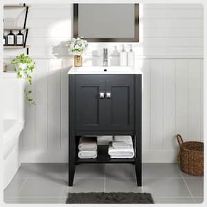 Tiblisi 24 in. W x 18.27 in. D x 34 in. H Bathroom Vanity in Espresso with White Porcelain Top with White Sink