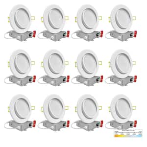 4 in. LED White Adjustable Ultra Slim Canless Integrated LED Recessed Light Kit 5 CCT 2700K to 5000K Dimmable (12-Pack)