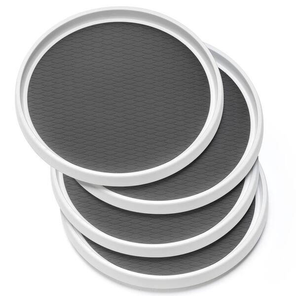 4-Pack 12 in. White Non-Skid Turntable Lazy Susan, Spinning Spice Rack, Pantry Organization for Cabinet, Countertop
