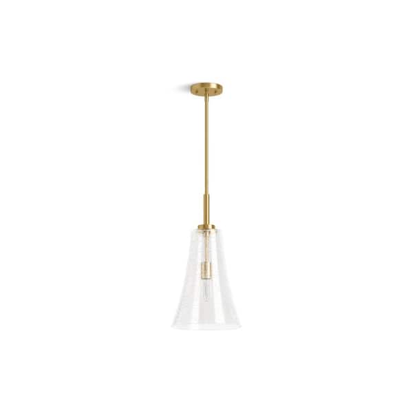 Simplice 10 in. 1-Light Brushed Moderne Brass Shaded Pendant