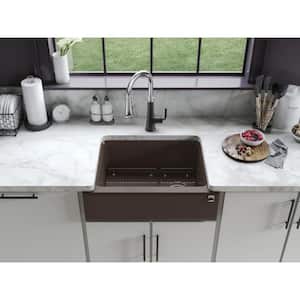 Cairn Matte Brown Solid Surface 29.6875 in. Single Bowl Undermount Kitchen Sink