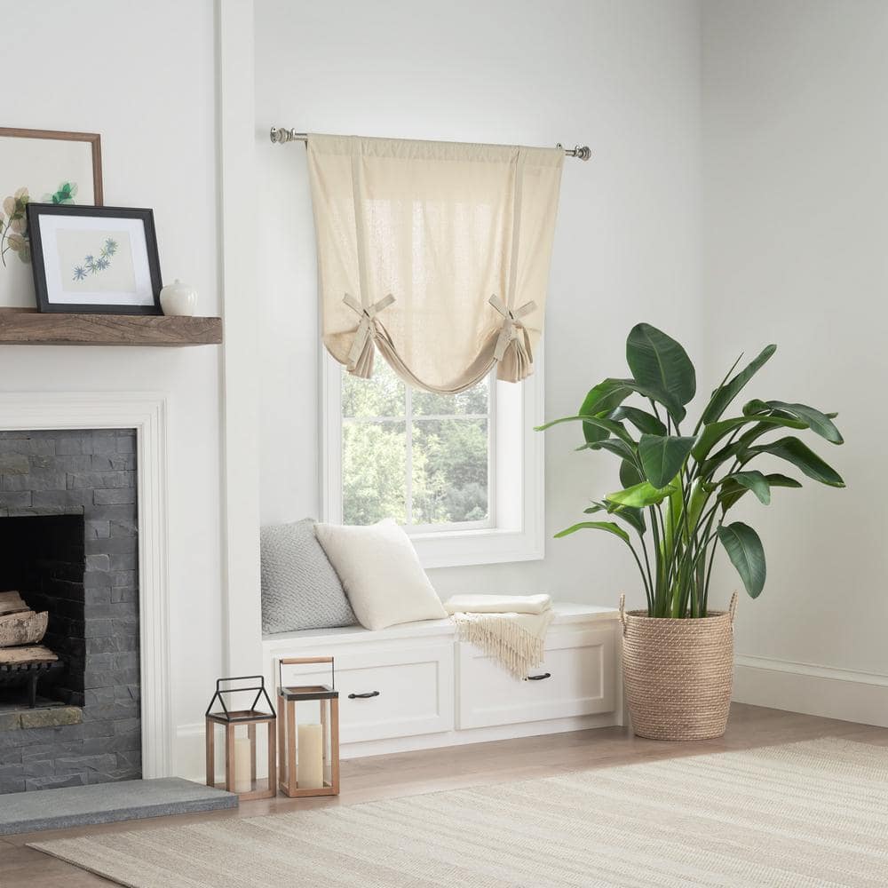 Linen Cotton Light Filtering Tie-Up Shade, 63" x 42"
