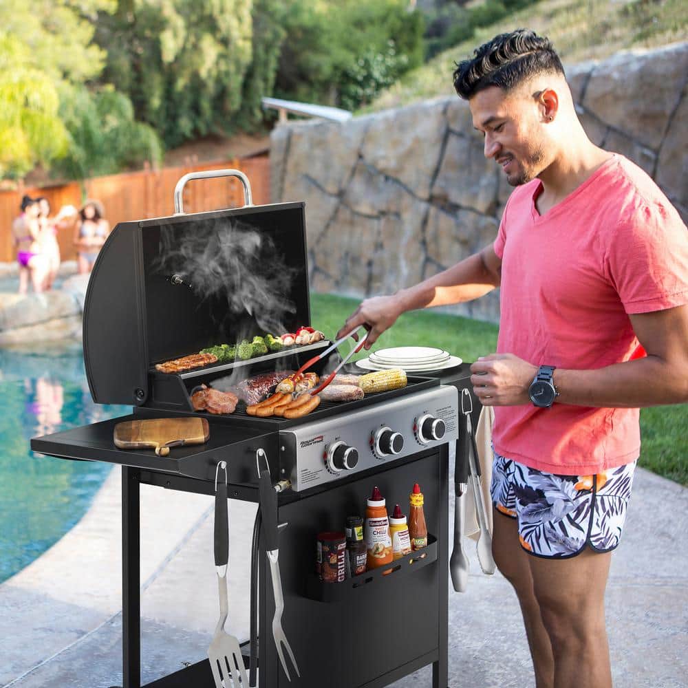 Royal Gourmet 3-Burner Black Propane Gas Grill with Stainless Steel