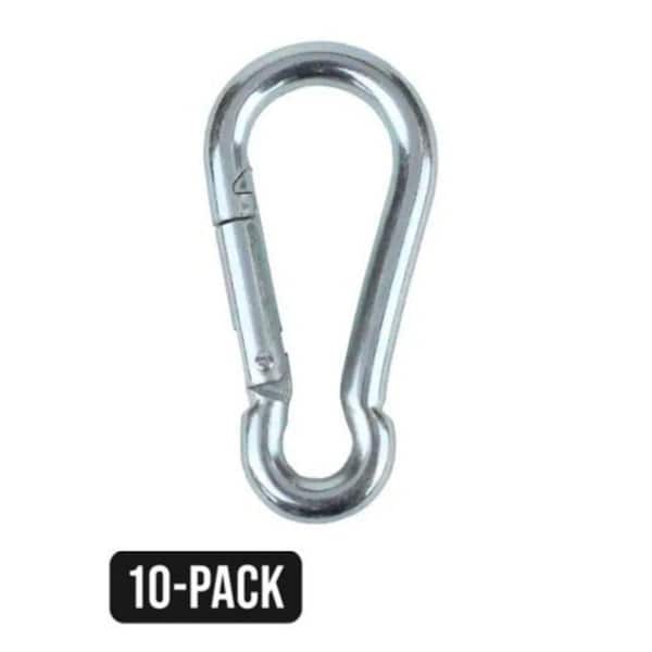 .25 in. x 2.375 in. Steel Silver Carabiners (10 Pack)