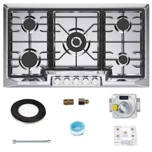 36 in. Built-in Gas Cooktop in Stainless Steel with 5 Sealed Burners