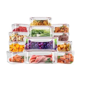 24-Piece Food Storage Containers with Snap Lids and Airtight Lids Set, Leak Proof and Microwave Safe, Red