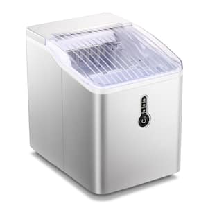 26 lbs./24-Hours Portable Compact Countertop Ice Maker in Silver with Ice Scoop and Basket for Home Bar