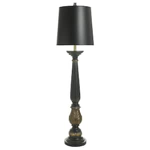 Shagreen 63.5 in. Polyresin, Paper Table Lamp for Living Room with Black Paper Shade
