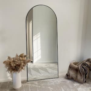 22 in. W x 65 in. H Modern Arch Aluminium Full Length Mirror Black Wall Mounted/Standing Mirror Floor Mirror
