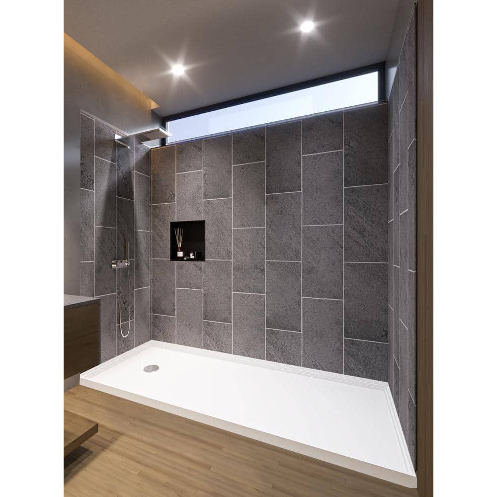 NuVo Slate Grey 60-in. x 32-in. x 83-in. 7 Pieces Alcove