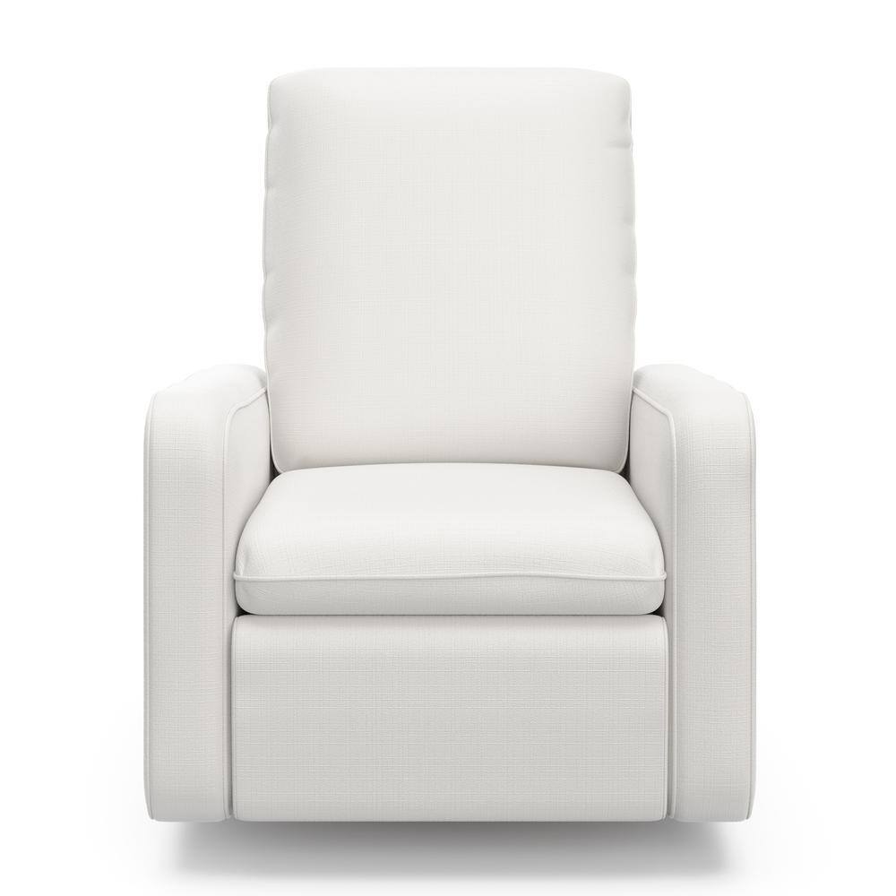 Ivory Basketweave Fully Upholstered Power Recliner Swivel Glider