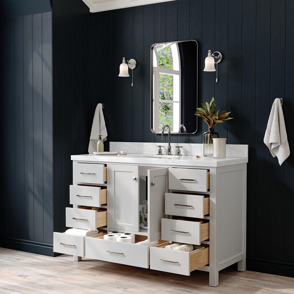 Cambridge 55" Gray Marble Single Basin Vanity Set