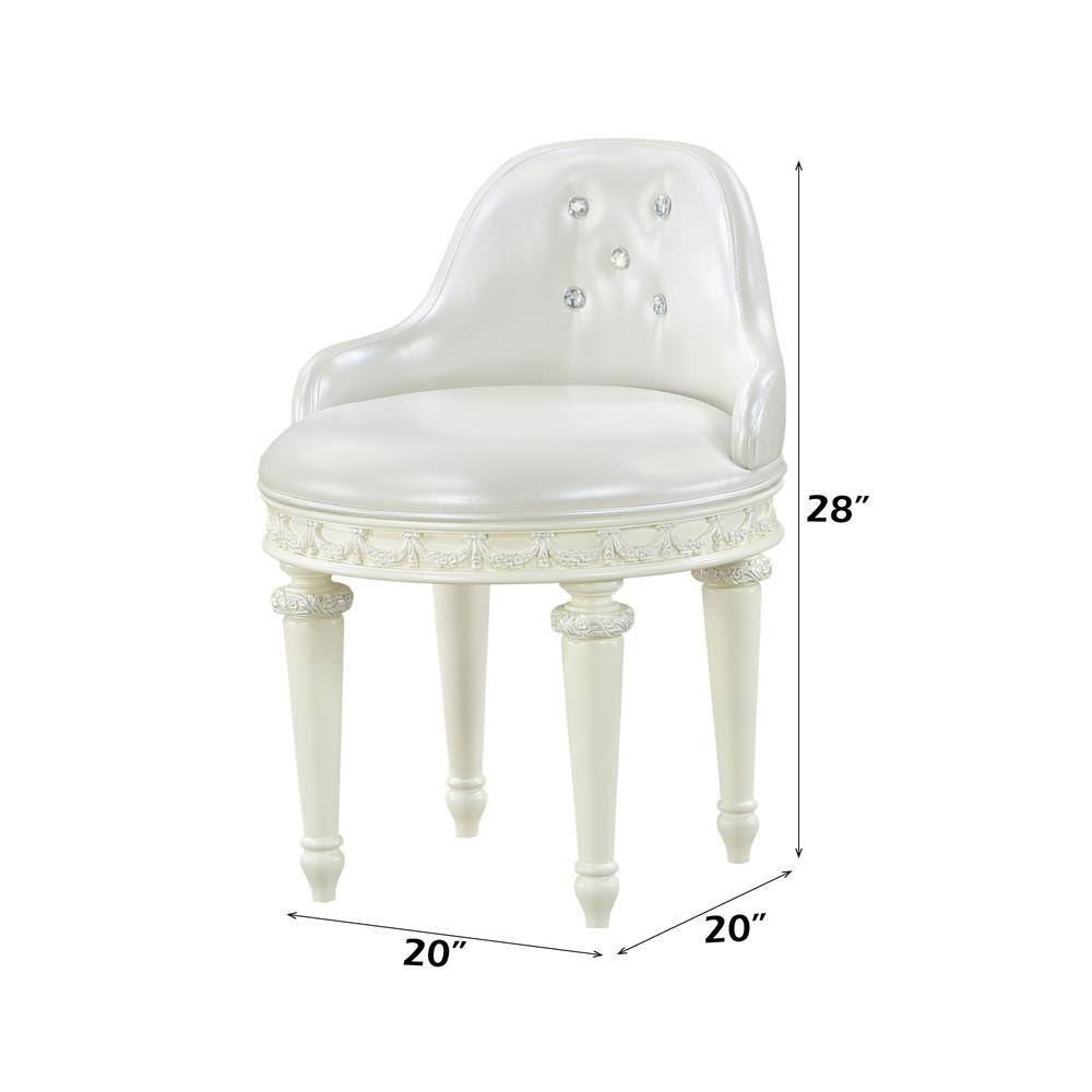 Ivory Swivel Vanity Chair with Crystal Tufting