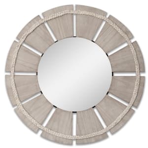 34.5 in. W x 34.5 in. H Round Wood Framed Windmill Wall Mirror