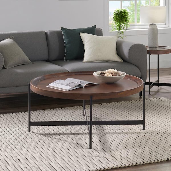 Brookline 42 in. Medium Chestnut 18 in H Round Wood Coffee Table
