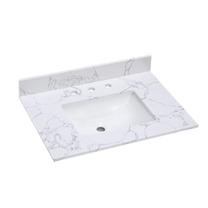Alaski 31 in. W x 22 in. D Cultured Marble Vanity Top in Arabescato White with White Rectangular Single Sink