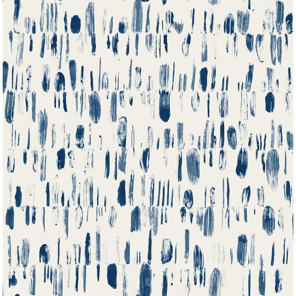 A-Street Prints Blue Dwell Navy Brushstrokes Wallpaper Border Sample