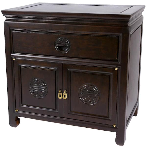 Oriental Furniture Bedside Brown End Table