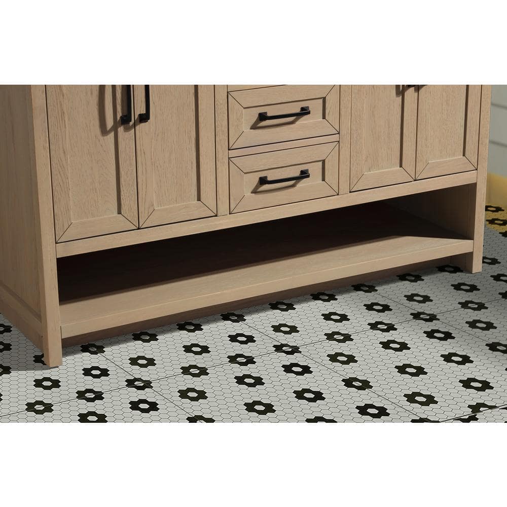 Venice 55" Oak Gray Solid Wood Double Sink Bathroom Vanity