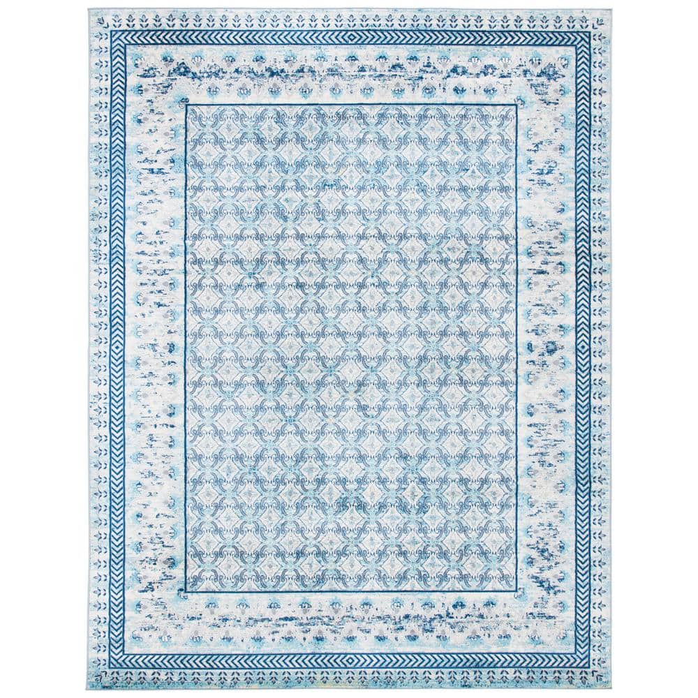 Ivory and Aqua Hand-knotted Synthetic 8' x 10' Area Rug