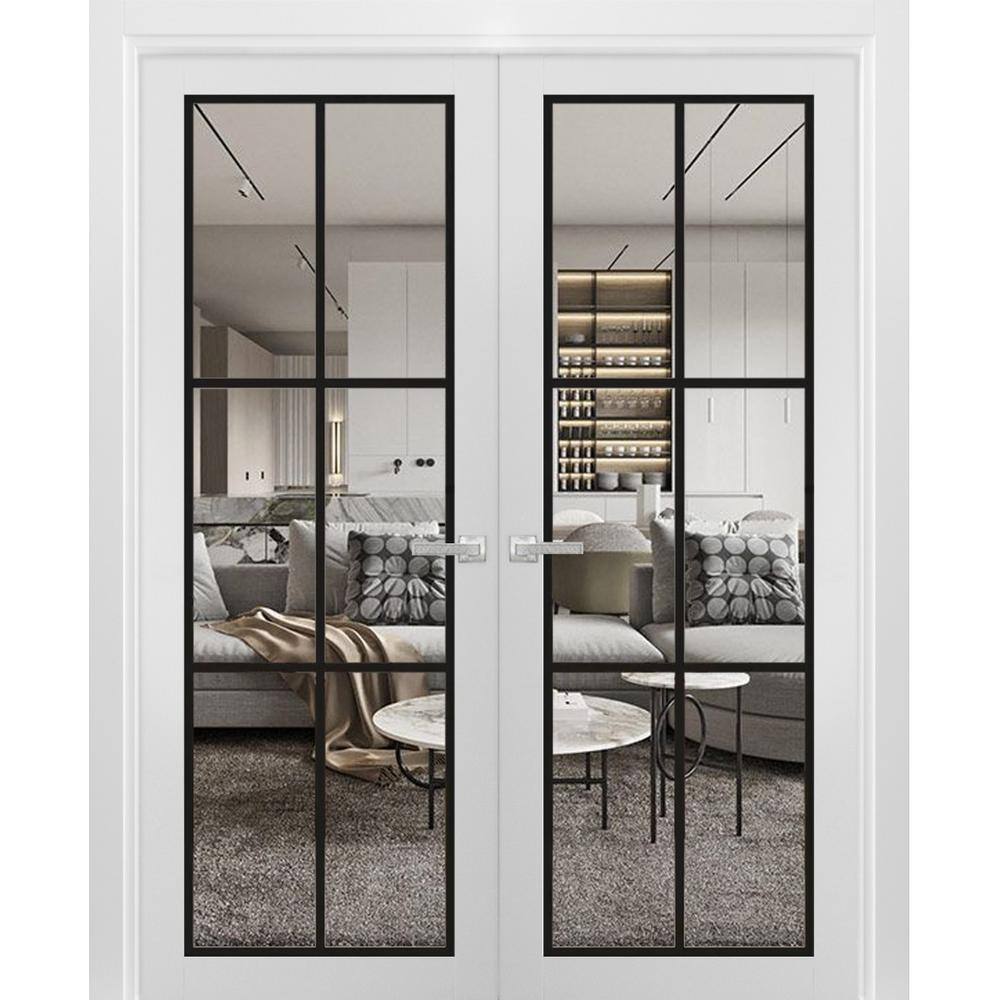 60 in. x 96 in. White Finished Universal/Reversible Clear Glass Solid Wood Assembly Required Interior Door Kit price history on PriceWatchPro