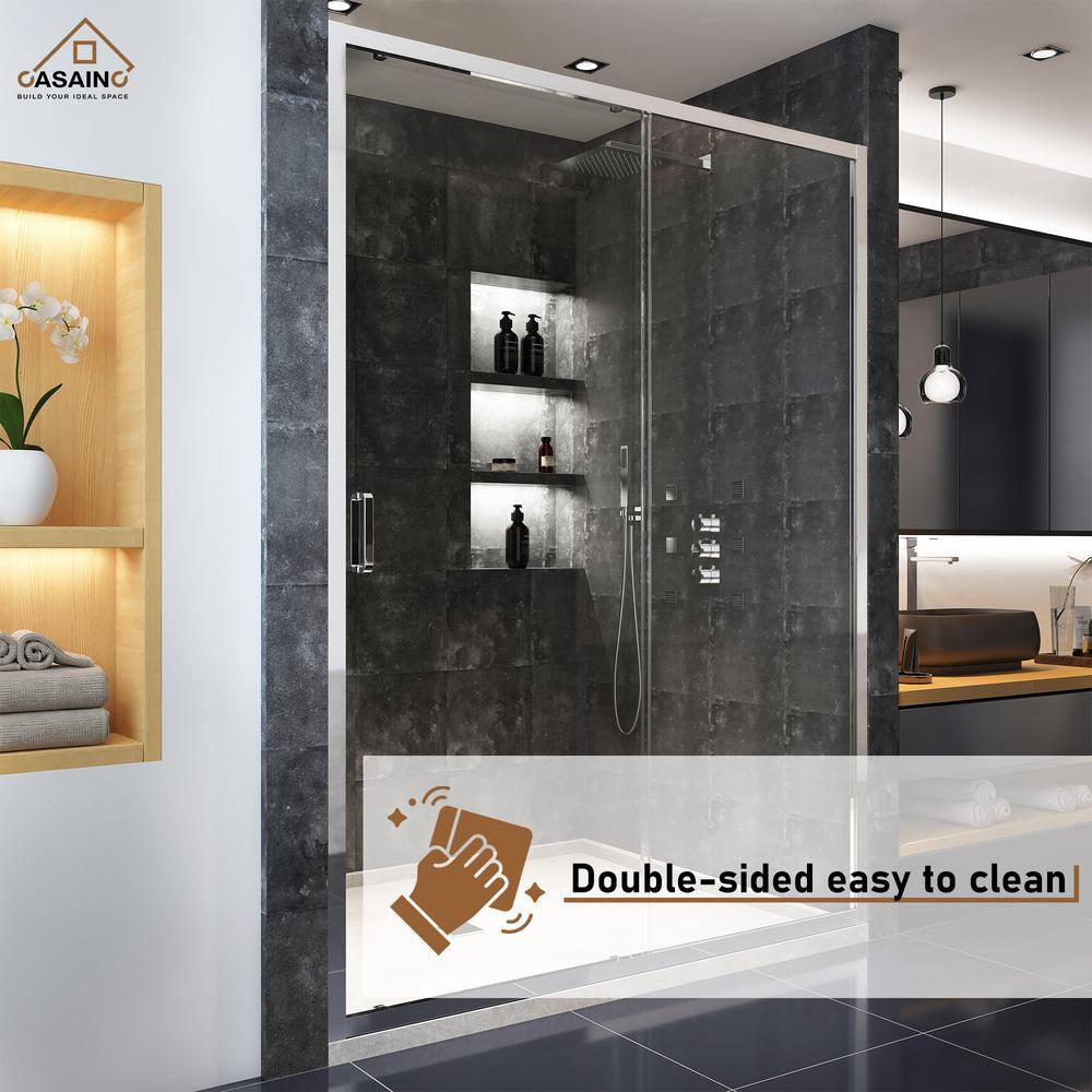 60" x 72" Chrome Framed Single Sliding Shower Door