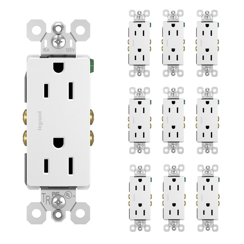 Legrand radiant 15 Amp 125-Volt Tamper Resistant Decorator Duplex Outlet,  White (10-Pack) 885TRWCP7 - The Home Depot