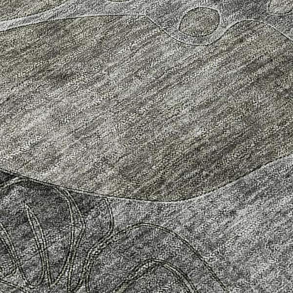 Gray 3 ft. x 5 ft. Woven Floral Rectangle Indoor/Outdoor Area Rug
