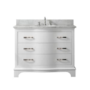 Monroe 42 in. W x 22 in. D x 34 in. H Bath Vanity in White with White Marble Top with White Sink