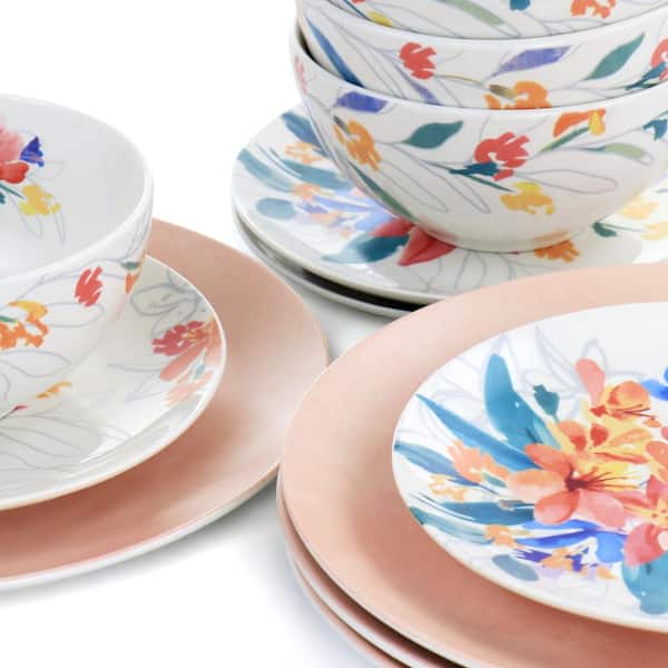 Spice By Tia Mowry Mug Set, Goji Blossom, Fine Ceramic, 4 Pieces