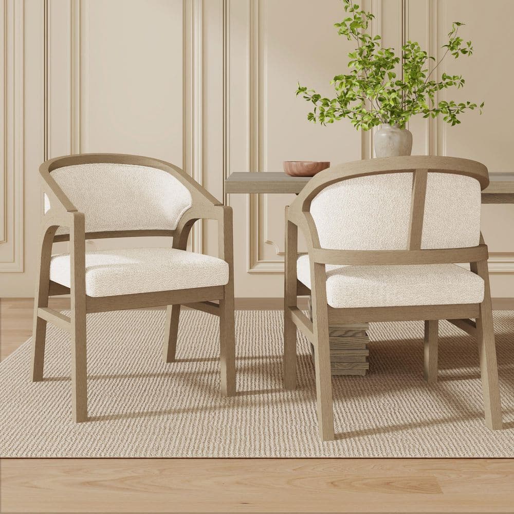 Harper & Bright Designs Light Ash Solid Wood Frame Dining Chair with ...