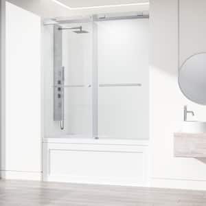Houston 56 to 60 in. W x 66 in. H VMotion Sliding Frameless Tub Door in Chrome with 3/8 in. (10mm) Clear Glass