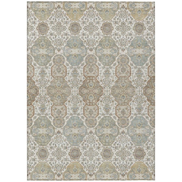 Chantille Machine Washable Indoor/Outdoor Abstract ACN2484 Ivory 9 ft. x 12 ft. Area Rug