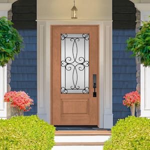 Regency 36 in. x 80 in. Universal Handing 3/4Lite Georgian Decorative Glass AutumnWh Mahogany Fiberglass Front Door Slab