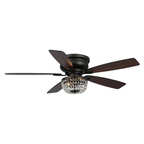 flush mount ceiling fan with crystal light kit