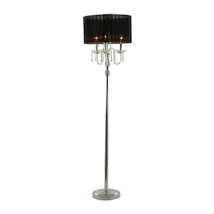 63 in. Silver Metal Floor Lamp with Dangling Crystals