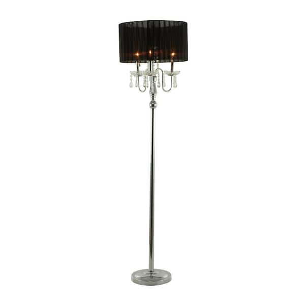 Litton Lane 63 in. Silver Metal Floor Lamp with Dangling Crystals