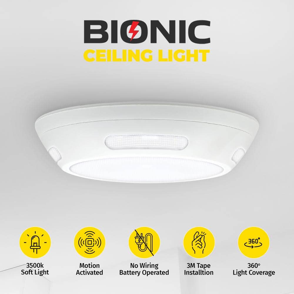 Bell+Howell 3500K Round White LED Wireless Ceiling Light with Remote