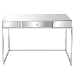 1-Piece Silver Makeup Vanity Table with (1 Drawer)