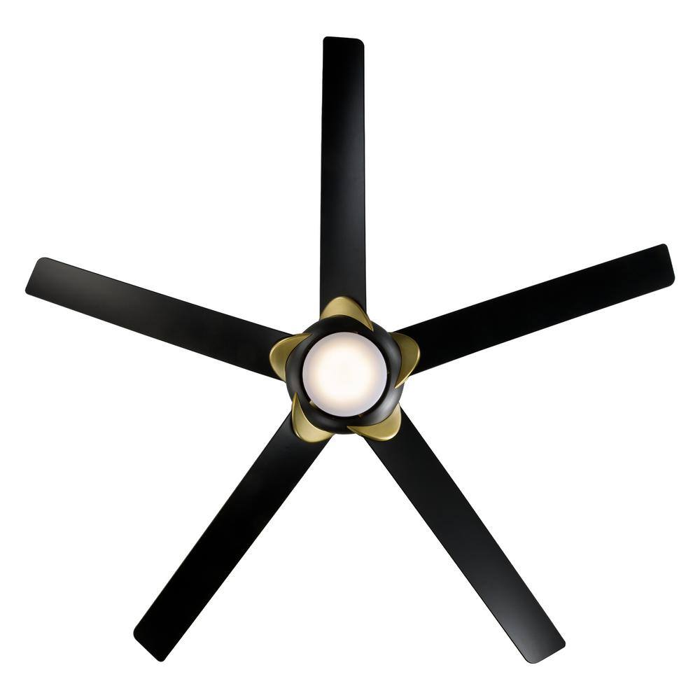 Lucid 62" Soft Brass & Matte Black Smart Ceiling Fan with Remote