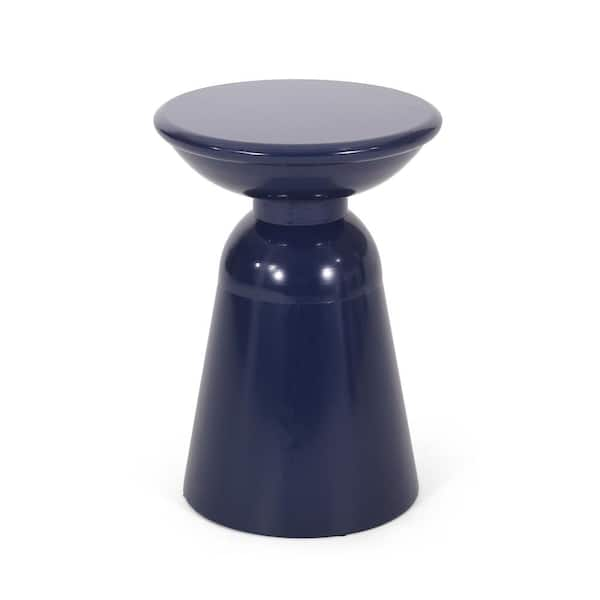 blue pedestal side table