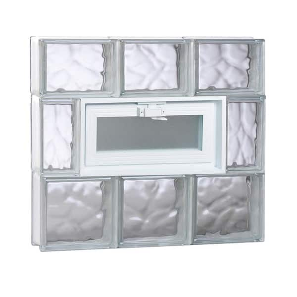 Clearly Secure 23.25 in. x 21.25 in. x 3.125 in. Frameless Wave Pattern Vented Glass Block Window