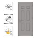 36 in. x 84 in. Gray Left-Hand 6-Panel Entrance Fire Proof Steel Prehung Commercial Door with Welded Frame