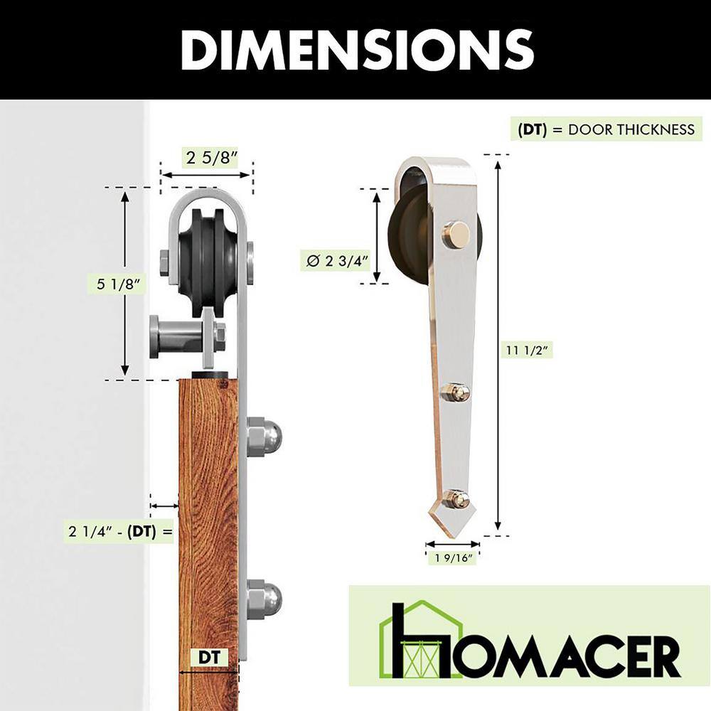 Brushed Nickel Sliding Barn Door Hardware Kit with Arrow Design Roller