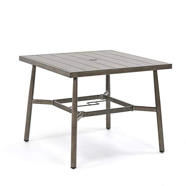 EGEIROSLIFE SleekLine Outdoor Aluminum Dining Table with Umbrella Hole