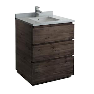 Formosa 30 in. Modern Vanity in Warm Gray with Quartz Stone Vanity Top in White with White Basin