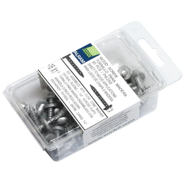 Woodtite 1 in. Hex-Head Wood Screw with EPDM washer (50-Pack)