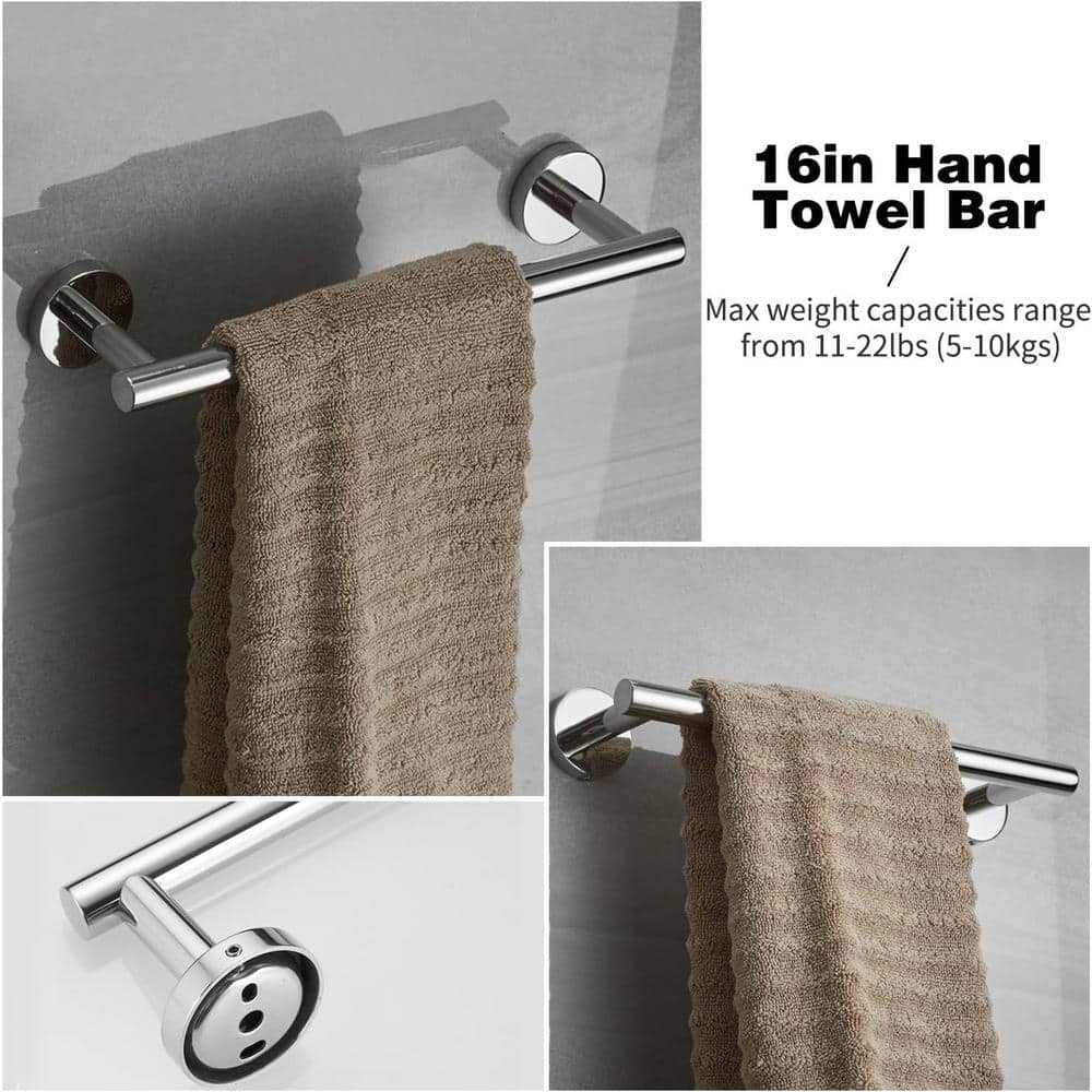 Brushed Nickel 5-Piece Bathroom Hardware Set with Towel Bar and Hooks