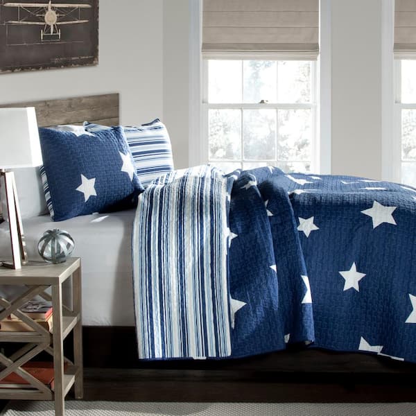 Star Quilt Navy 3-Piece Full/Queen Set