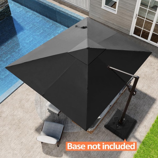 Pellebant 11 ft. x 9 ft. Rectangular Aluminum Heavy-Duty 360° Rotation Cantilever Patio Umbrella in Black